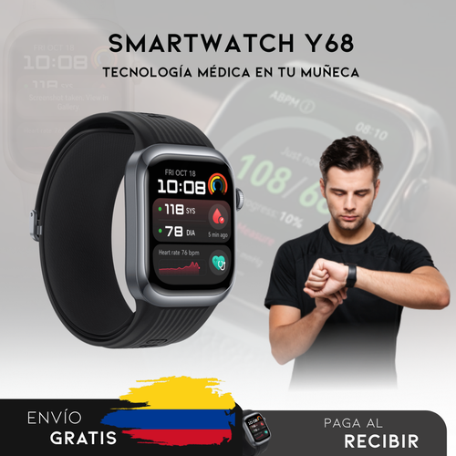 Smartwatch Y68 | Reloj inteligente que cuida de tu salud